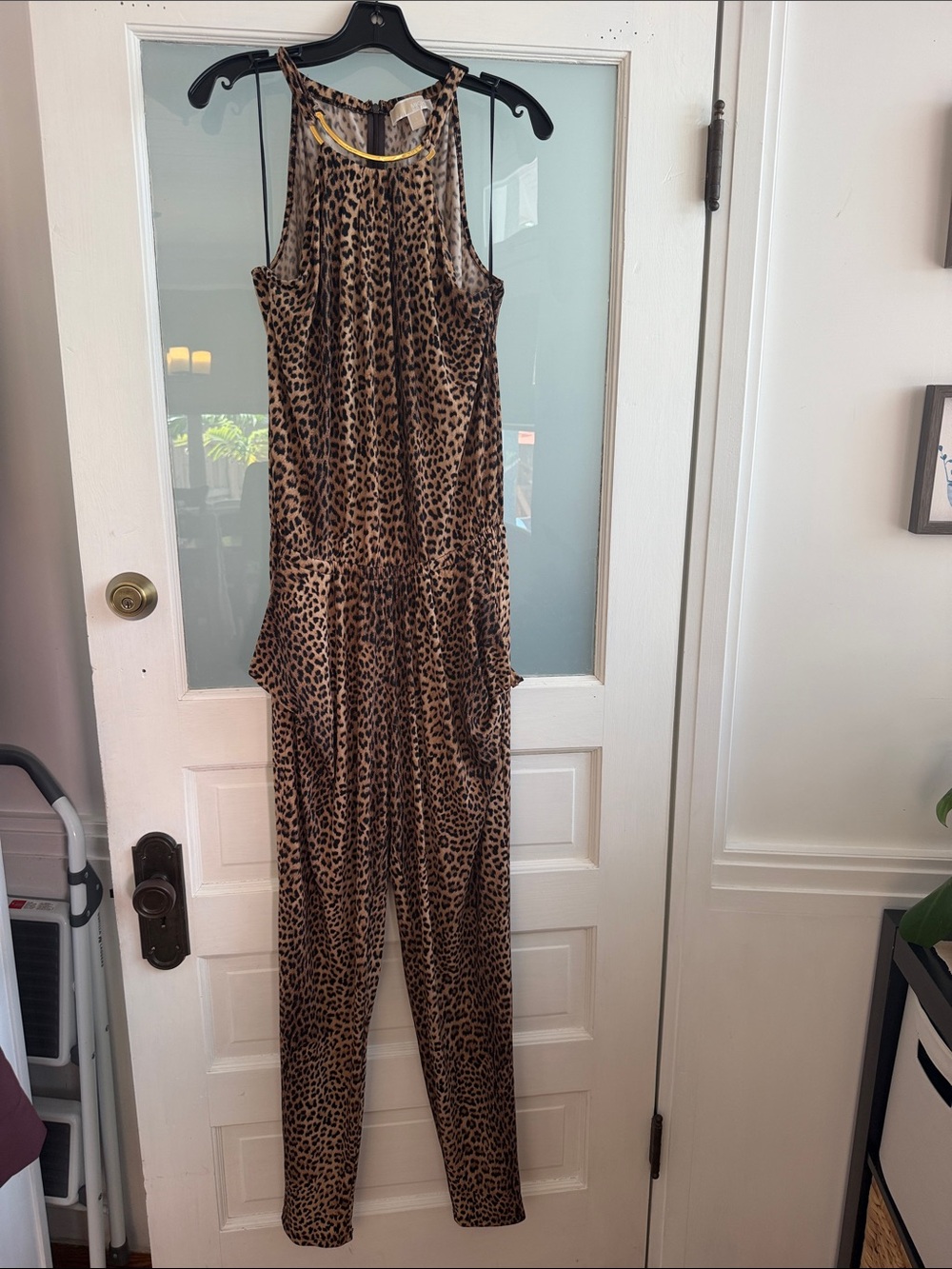 Michael Kors Brown Leopard Print Sleeveless Jumpsuit